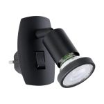 Eglo Luce Da Parete Parrini Lamp con Presa Nero 4.5W 345lm - 830 Luce Calda -  | IP20 - Incl. 1x GU10