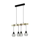 Eglo Luce Pendente Townshend 5 Acciaio Legna Nero | IP20 - Adatto per 4x E27 