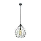Eglo Luce Pendente Carlton Acciaio Nero | IP20 - Adatto per 1x E27 
